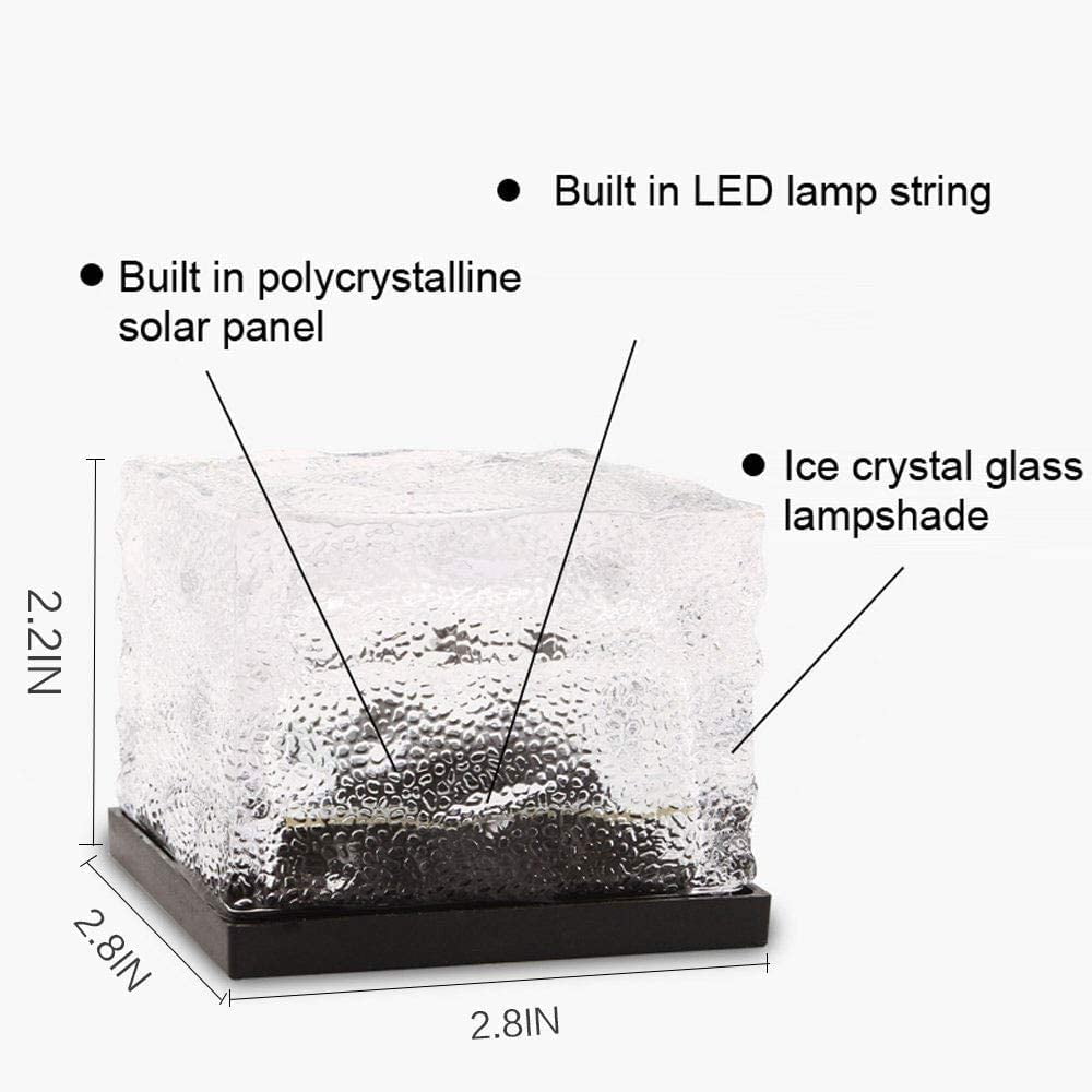 Solar Brick Lights - Outdoor Waterproof Ice Cube Lights for Garden Pathway, Christmas Festival Decorative Rock Cube Lights (4 Pack, Warm White)