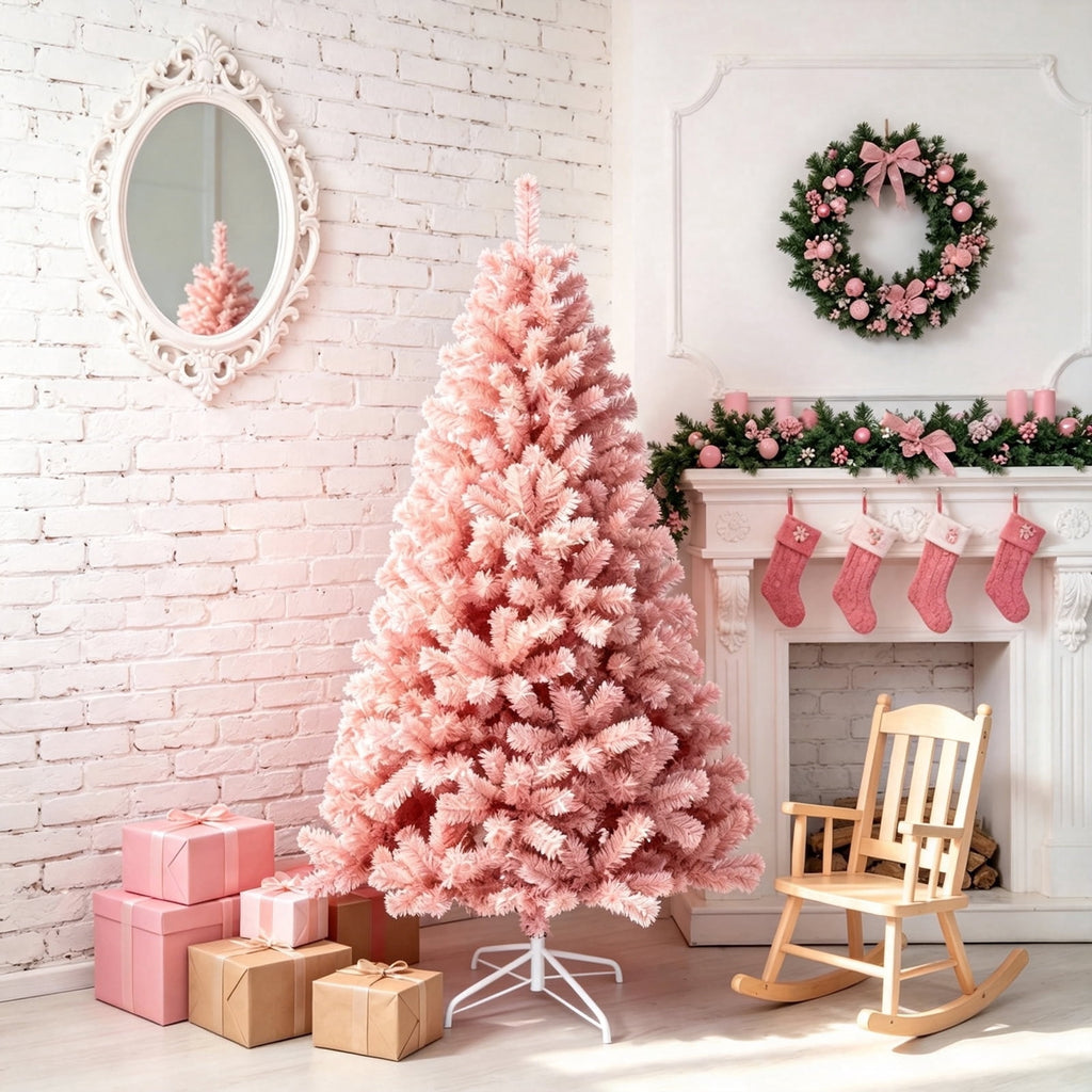 AGCAN Artificial Christmas Tree, 5ft Unlit Christmas Pine Tree with 350 Branch Tips, Xmas Tree with Metal Stand for Indoor Home Office Decor, Green