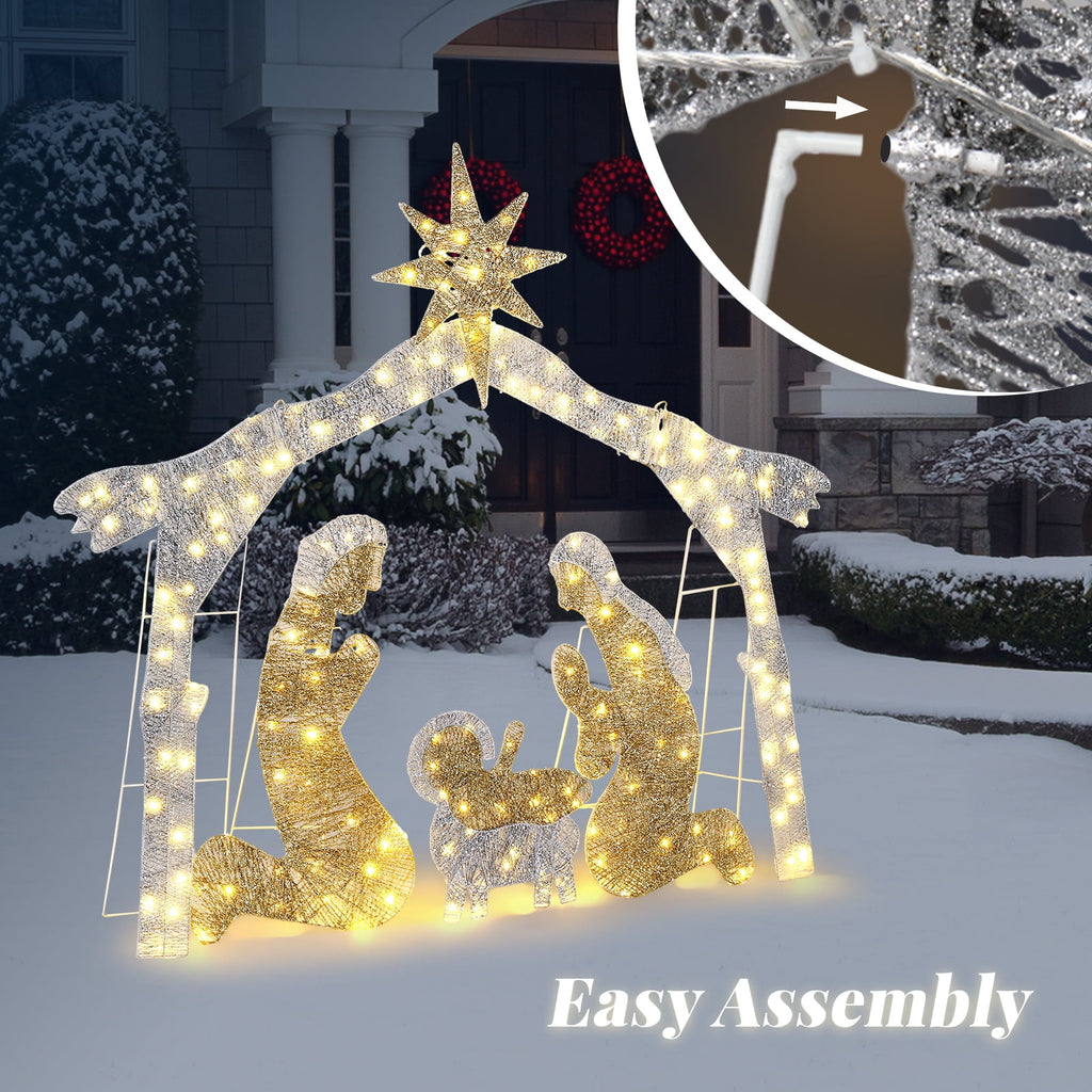 Ktaxon 6ft Christmas Lighted Nativity Scene Holy Family Christmas Outdoor Decor,with 190LED Lights