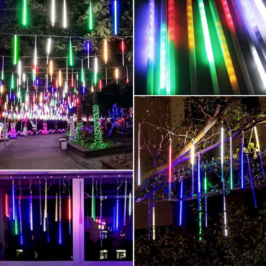 Rirool 20-Inch Blue Meteor Shower Lights, 10 Tubes 540 LED Cascading Falling Rain Christmas String Lights, IP65 Outdoor Plug-In Decor for Trees, Roof, Patio, Wedding and Holiday Display, 1 Set