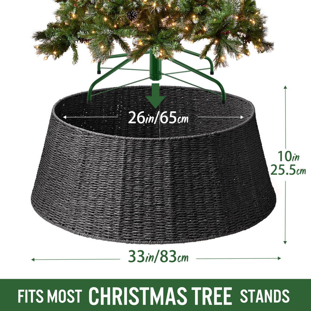 Ayieyill 26 inch Christmas Tree Collar, Christmas Tree Skirt Cover for Christmas Tree Decorations | Rattan (Natural)