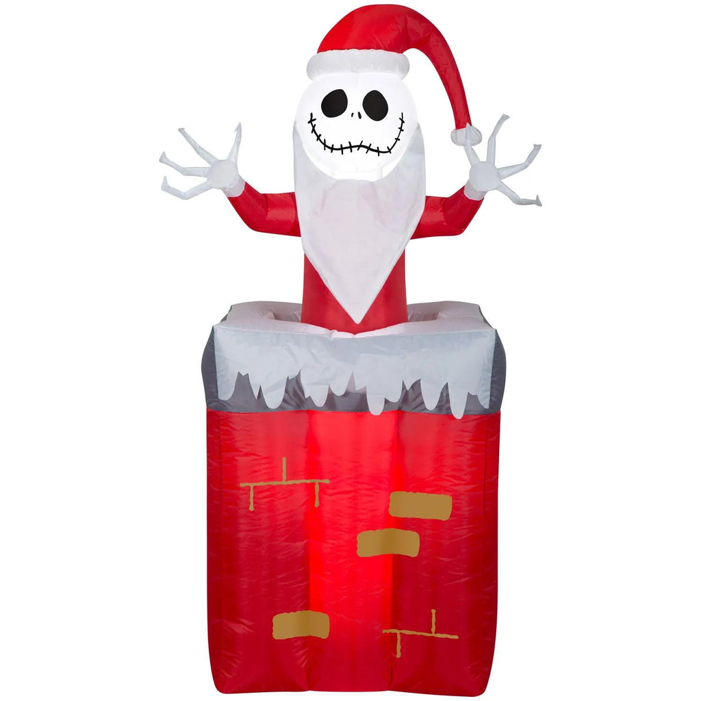 Airblown Inflatable Light-Up The Nightmare Before Christmas Animated Jack Skellington in Chimney Decoration