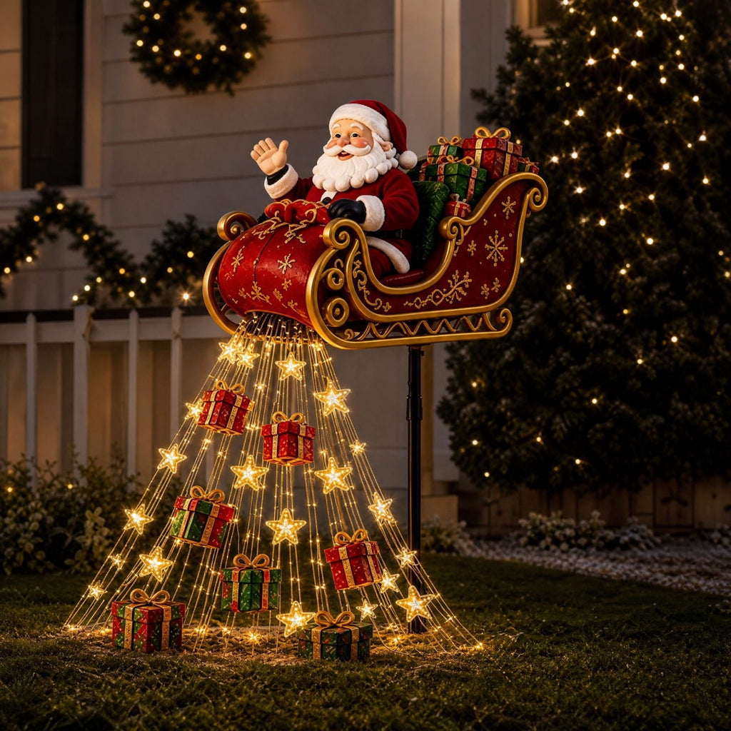 Luckky Christmas Bell Cascade Solar Yard Light, 39.37 Inch Warm White Cascading Bell Garden Stake Light, Solar‑Powered Outdoor Christmas Decor for Lawn, Garden, Pathway & Front Yard, 1 Pack