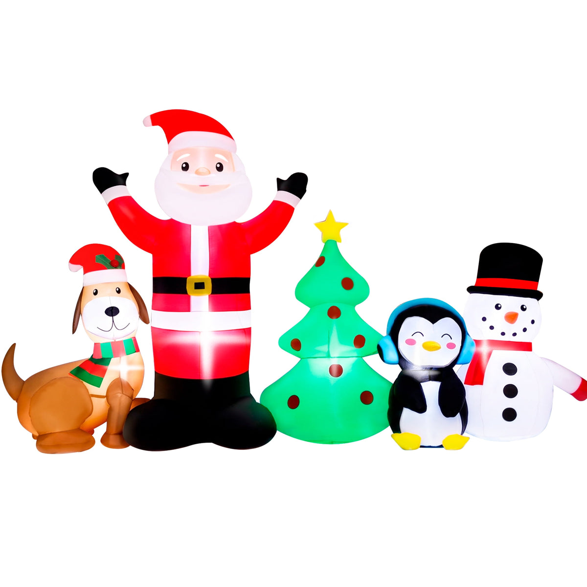 Firstness 8ft Christmas Inflatable,Christmas Blow ups Santa Snowman Xmas Tree Penguin Dog with LED Lights, Yard Garden Party Outdoor Decoration
