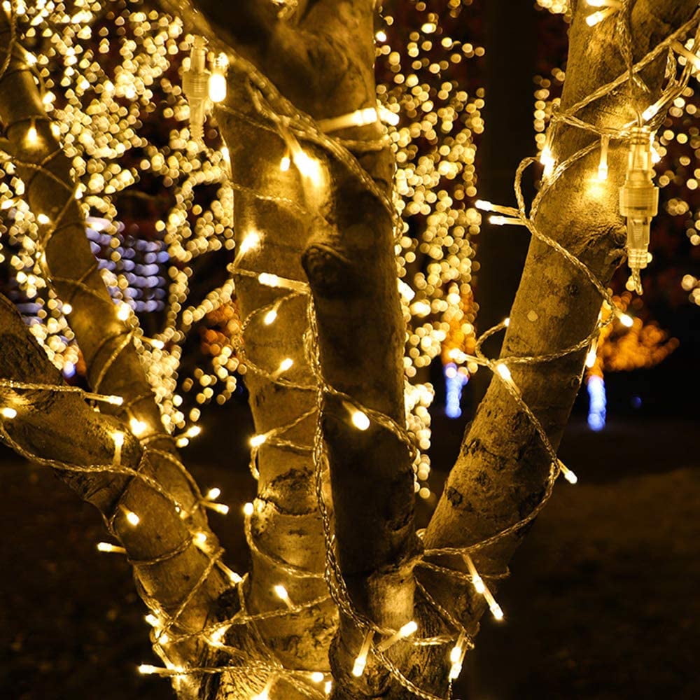 33ft 100 LED Christmas String Lights, 8 Modes Twinkle Fairy Lights Main Plug in, Waterproof Connectable Decorative Light for Wedding Party Christmas Tree Halloween, Blue