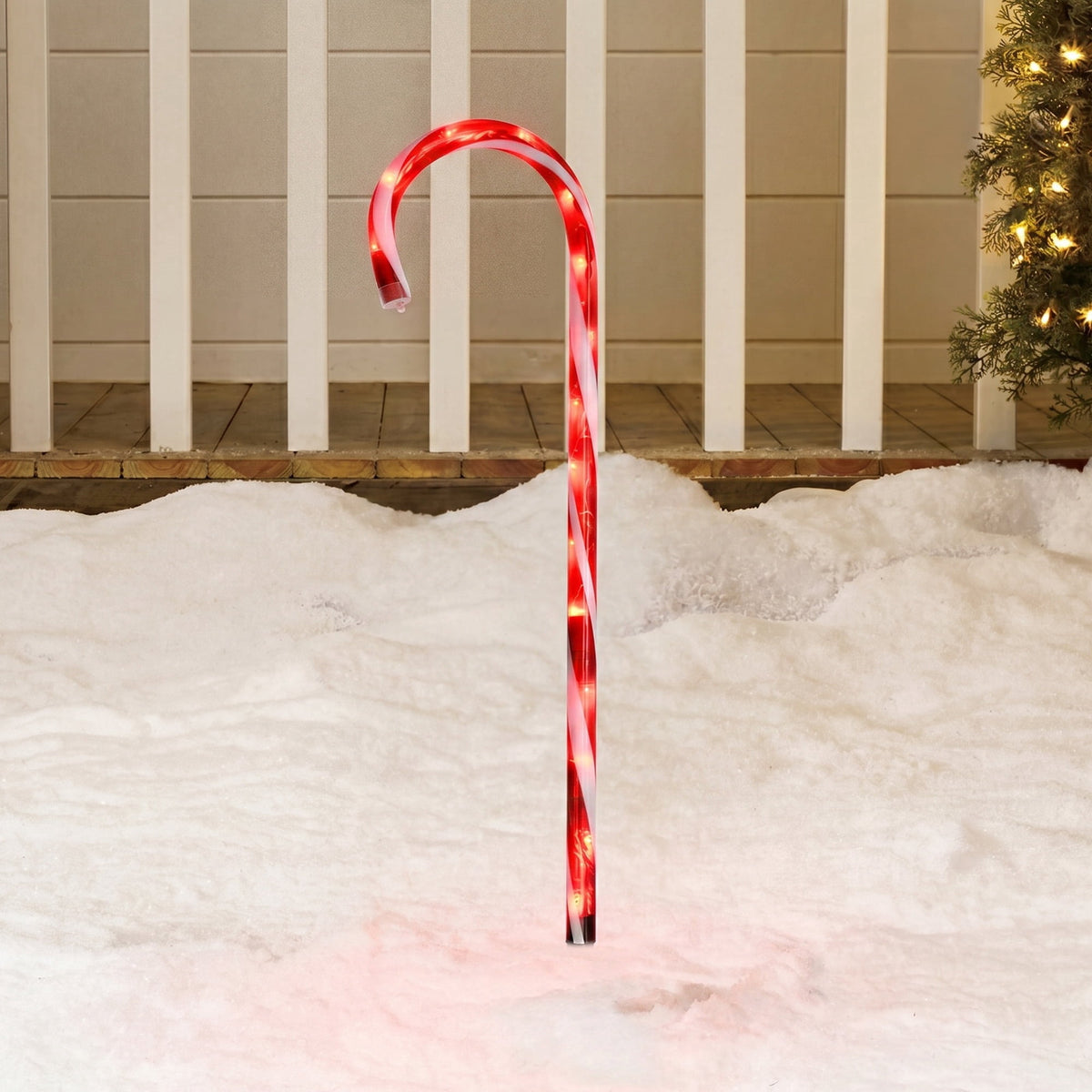 Light-Up Candy Cane Outdoor Christmas Yard Stake, Red and White, 26", by Holiday Time
