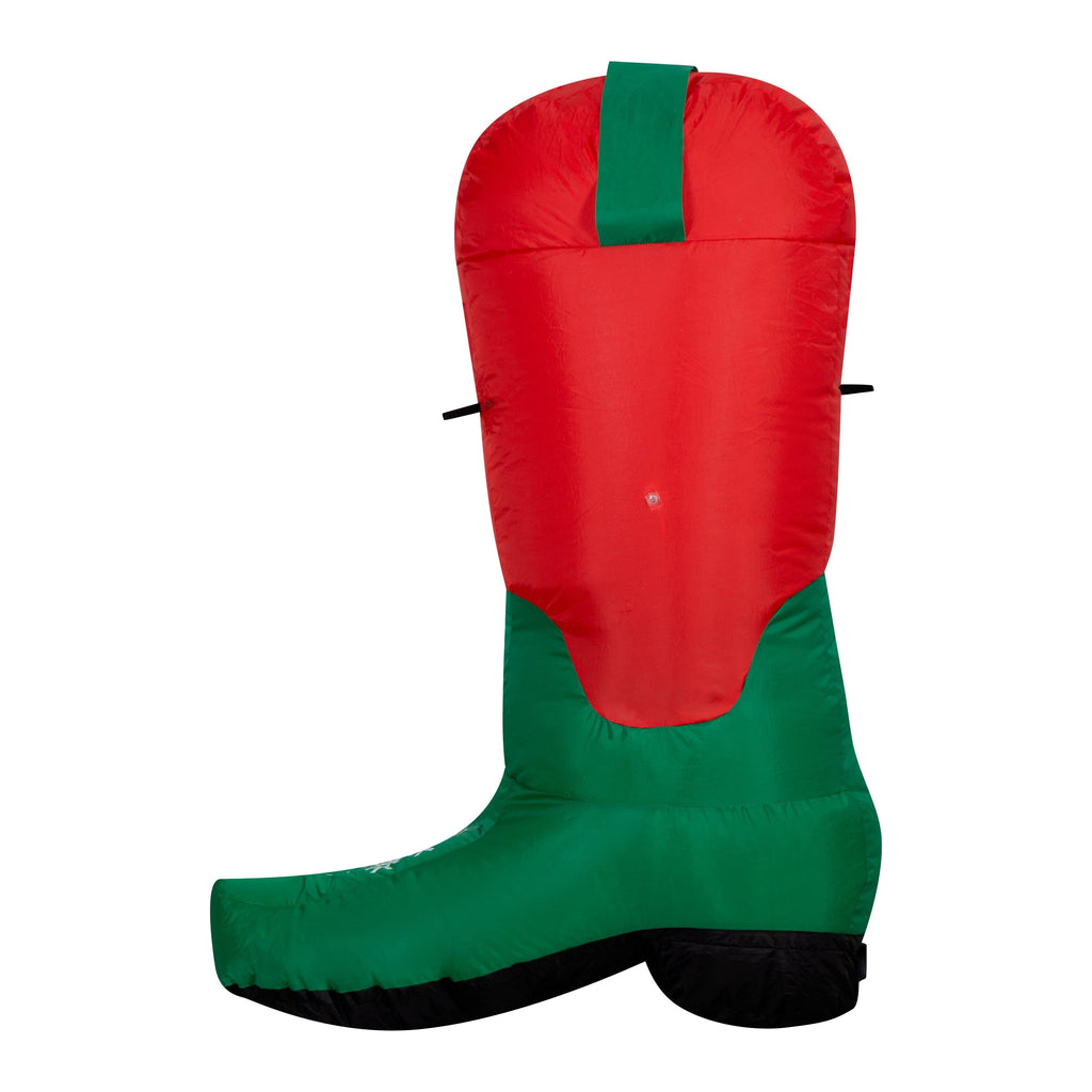 Red/Green/White Cowboy Boot Christmas Airblown Yard Inflatable, 3.5', by Holiday Time