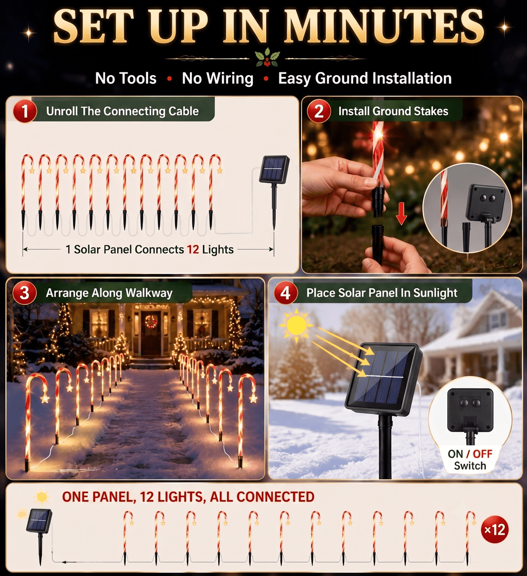 2 Pack Solar Powered Christmas Tree Lights, Outdoor Holiday Decor with 40 Bright LEDs, Waterproof Xmas Garden Decorations for Pathway, Yard, Grave and Lawn