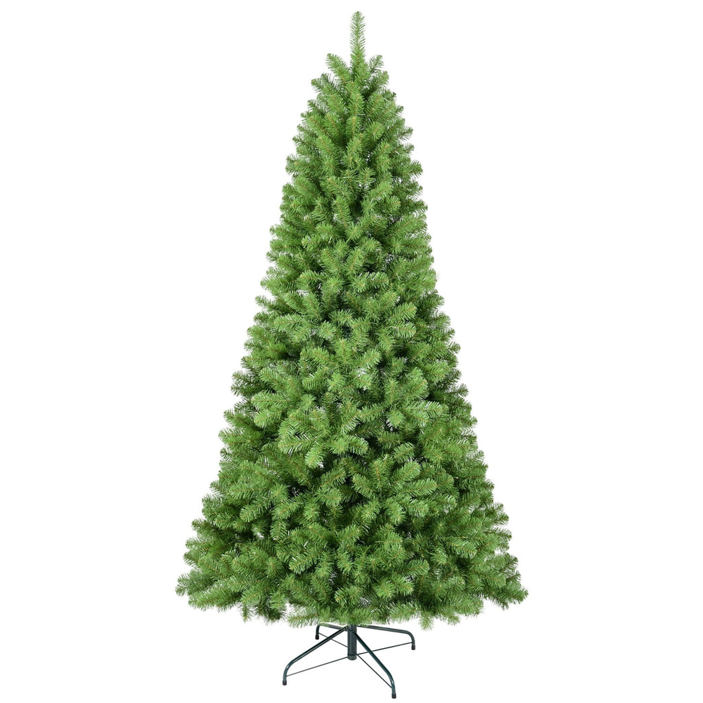 8ft Christmas Tree with Memory Wire, 1430 Tips Hinged Artificial PVC Tree, Easy Setup Green Xmas Tree for Indoor Holiday Decoration