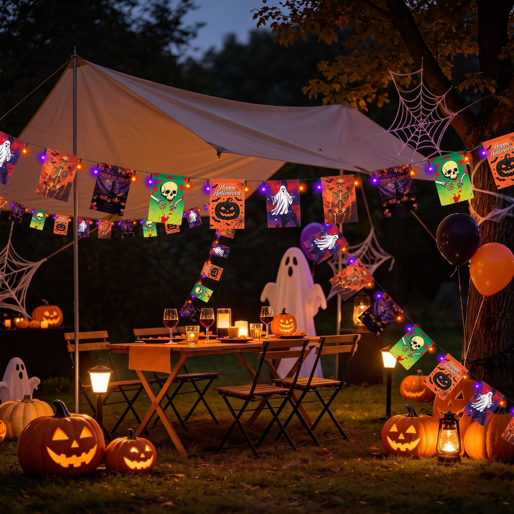 Toodour Orange & Purple Halloween Lights, 82ft 200 LED Plug in Halloween String Lights with 8 Modes, Memory & Timer Function, Connectable Halloween Outdoor Lights for Home, Garden, Halloween Decor