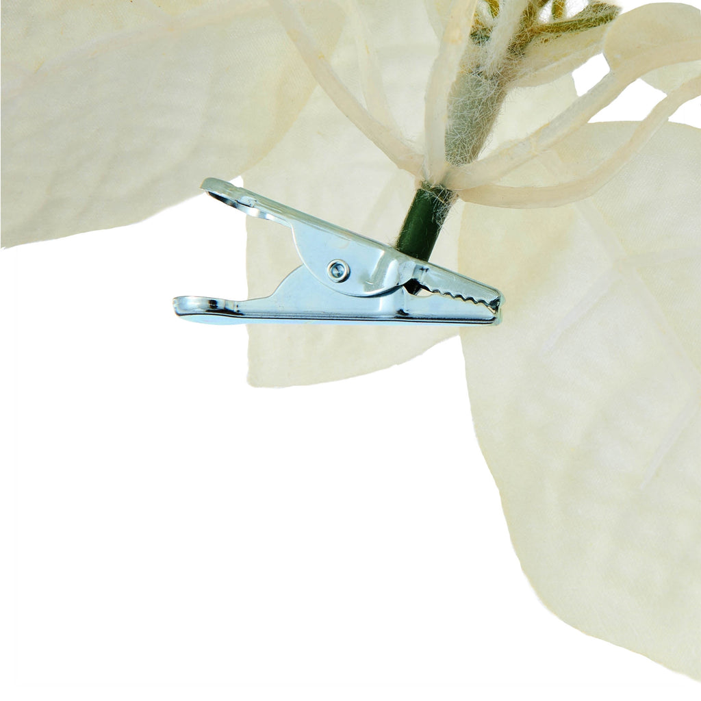 White Velvet-Feel Poinsettia Christmas Clip Ornament, 11", by Holiday Time