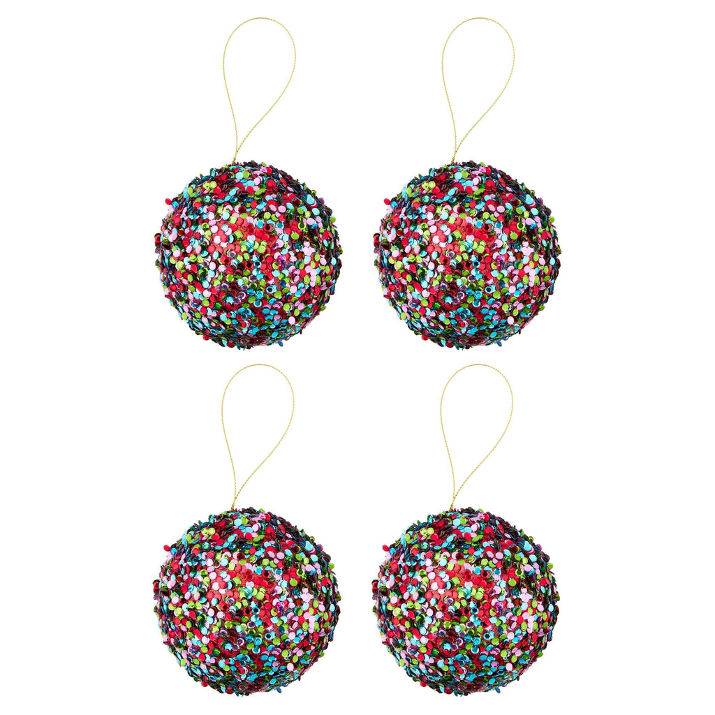 4-Count Multicolor Sequin Ball Christmas Ornaments, 4.3", by Holiday Time