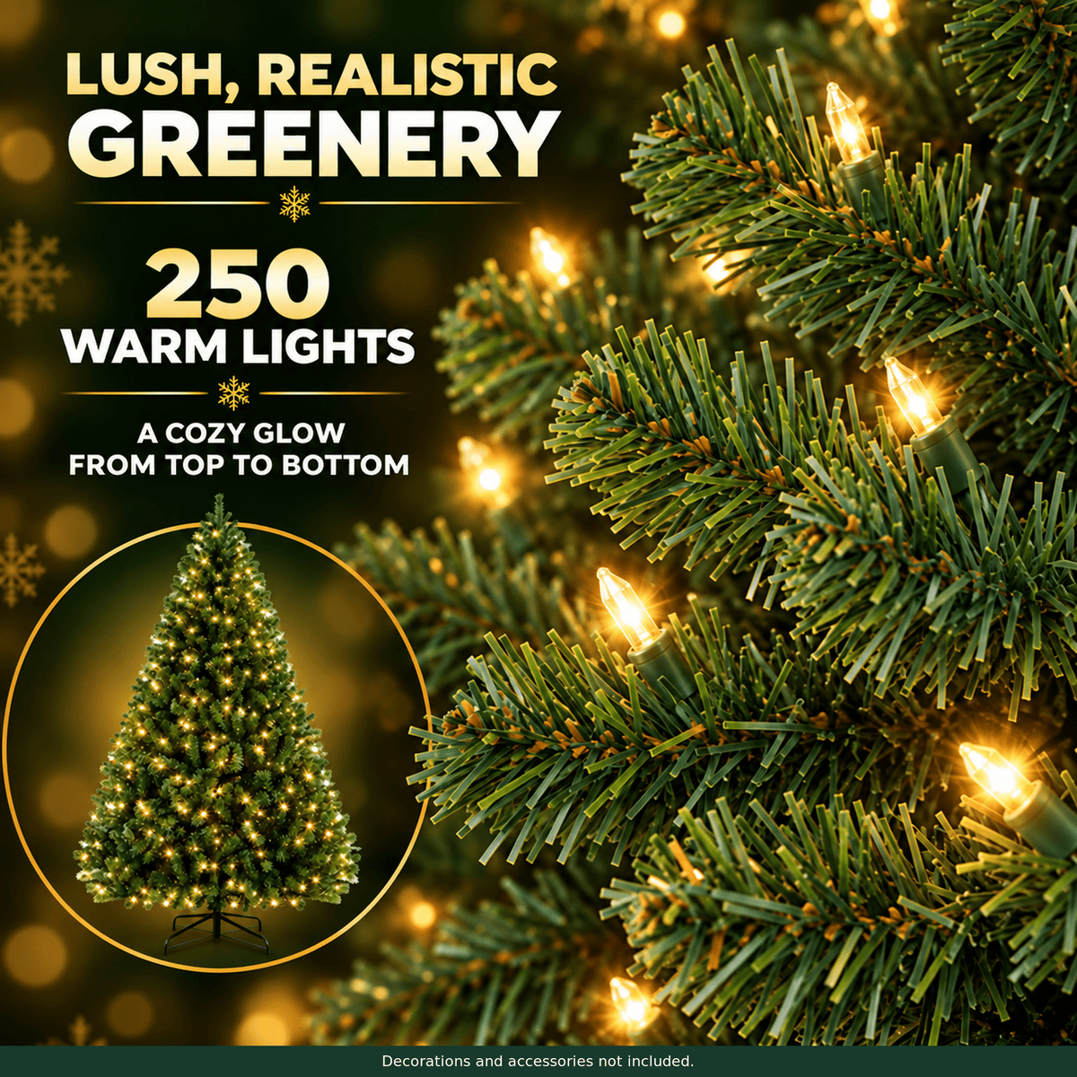 SUGIFT 6ft Premium Pre-Lit Christmas Tree with 250 Warm Lights, Green