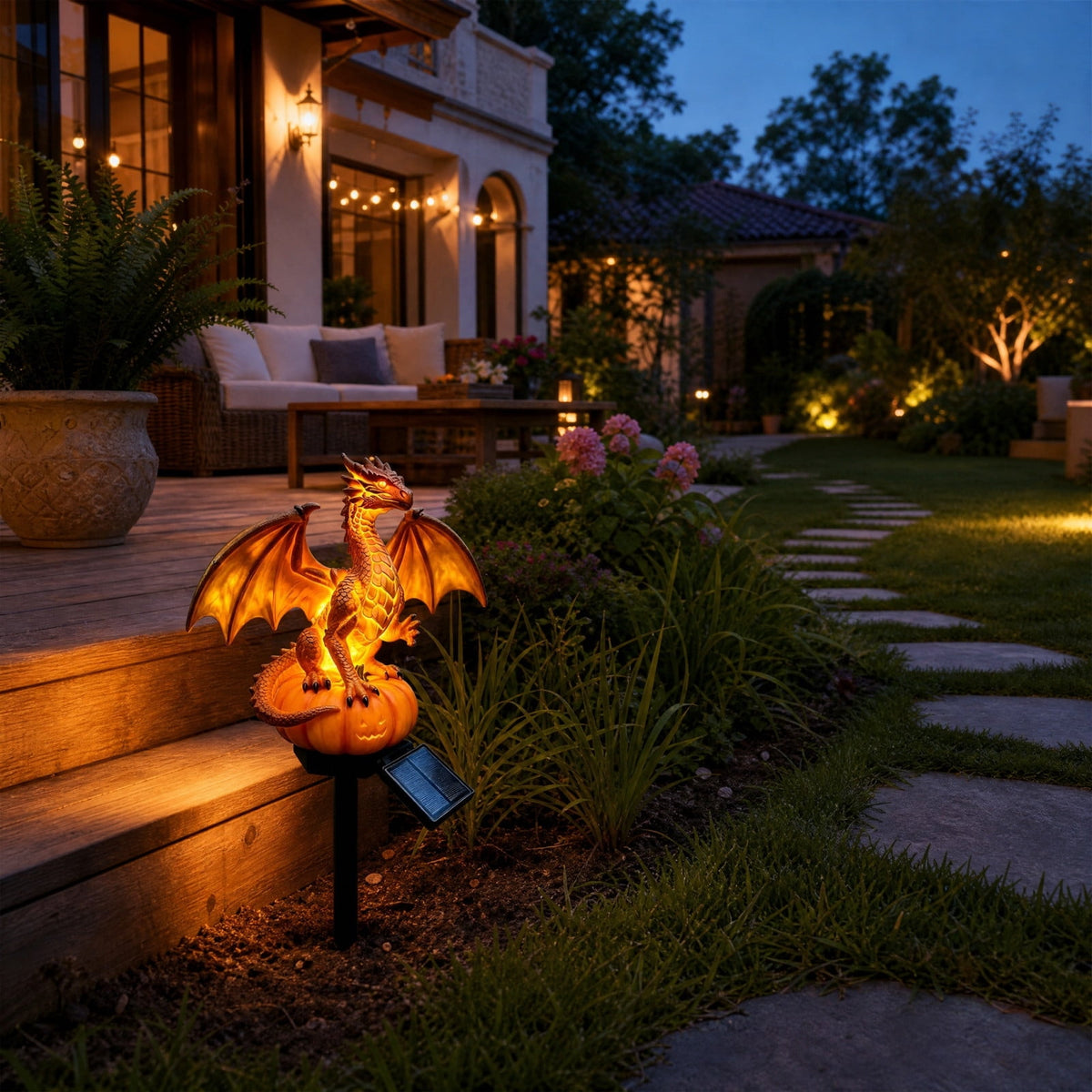 Stijggn Halloween Pumpkin Stake Solar Garden Lights, Waterproof Multi Branch Little Pumpkin Lantern Garden Stake Lights Outdoor Walkway Yard Garden Decoration
