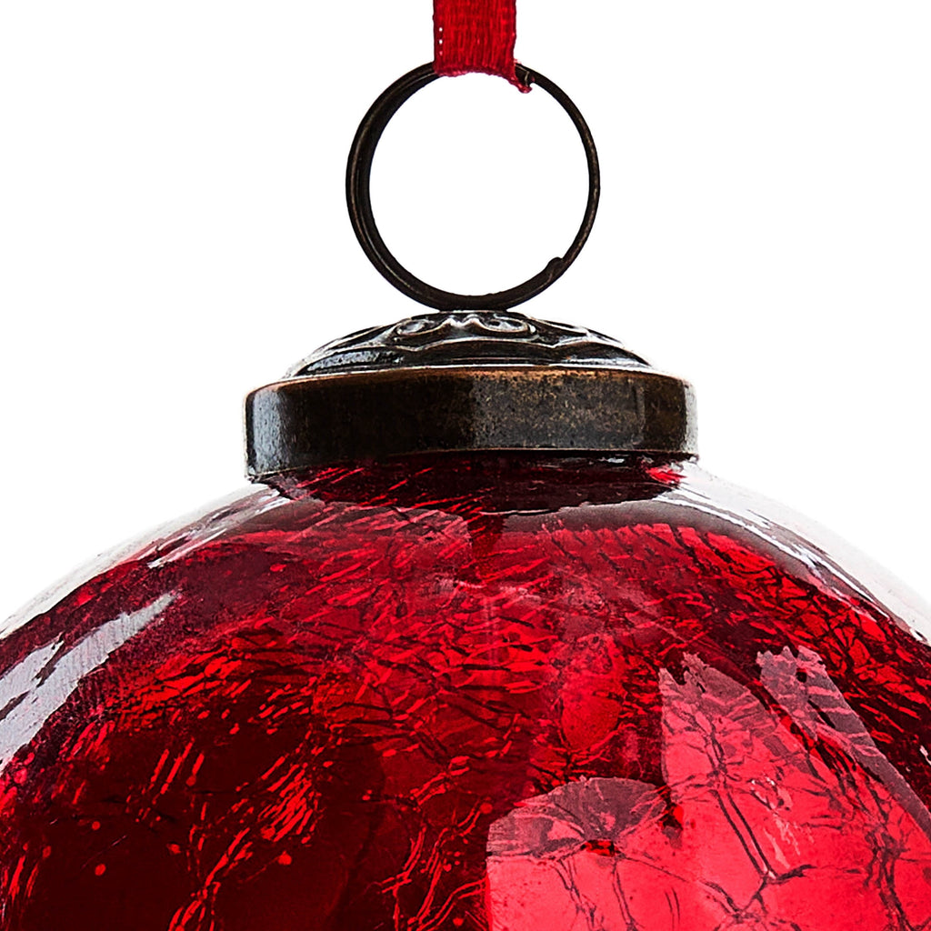 Red Crackle Glass Ball Christmas Ornament, 4", by Holiday Time