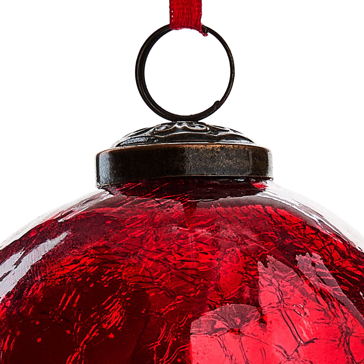 Red Crackle Glass Ball Christmas Ornament, 4", by Holiday Time