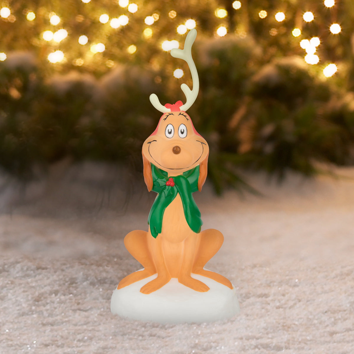 Christmas Blow Mold Lighted Covered Outdoor Decor Max with Antler from Dr. Seuss, 14 in