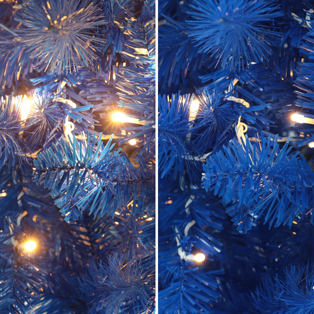 VEIKOUS 6.5ft Pre-lit Pencil Christmas Tree Slim w/250 LED Lights & Metal Stand, Green