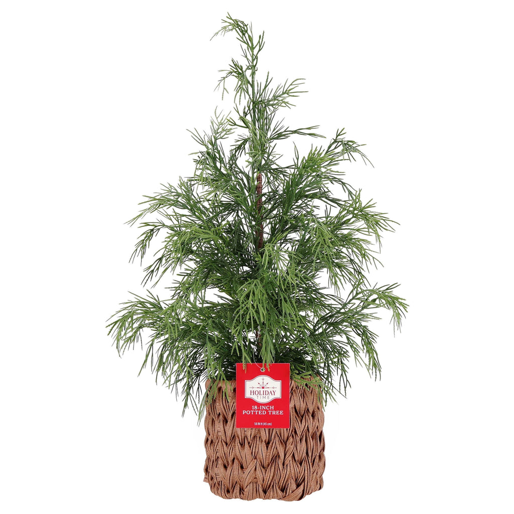 Potted Cypress Artificial Christmas Tree, Green and Brown, 18", by Holiday Time