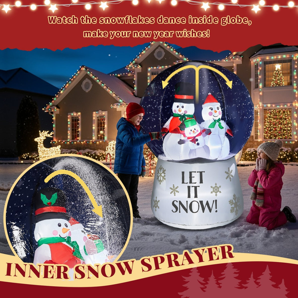 Tcbosik 12 FT Giant Christmas Inflatables Snowman Outdoor Yard Decorations, Blow up Snow Man with Black Hat, Built-in LED Light, Winter Outside Decor for Holiday Party Patio Garden Lawn