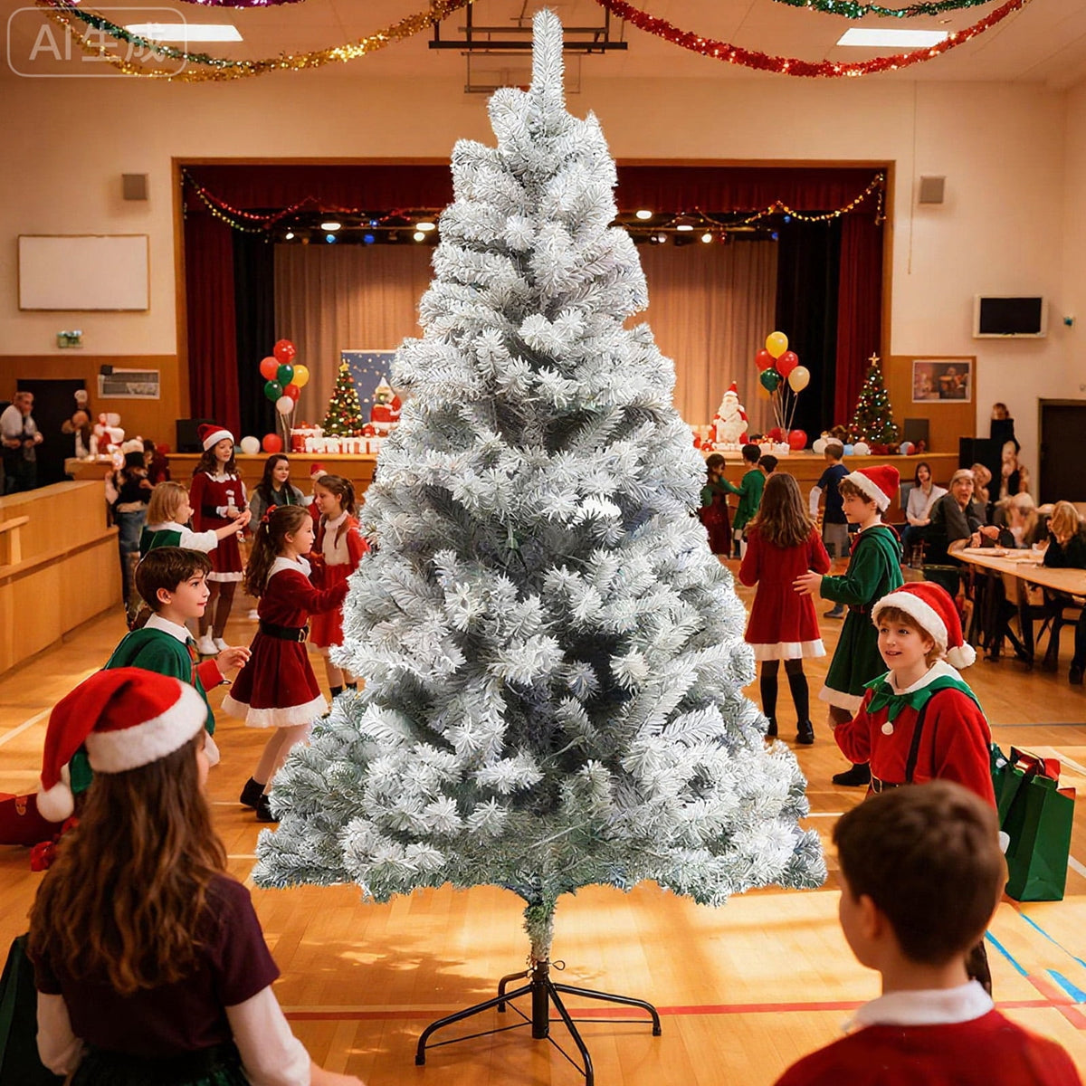 6/7ft Christmas Tree Small Artificial Pencil Tree Fake Christmas Tree with Lights Stand for Xmas Home Office Holiday Decoration