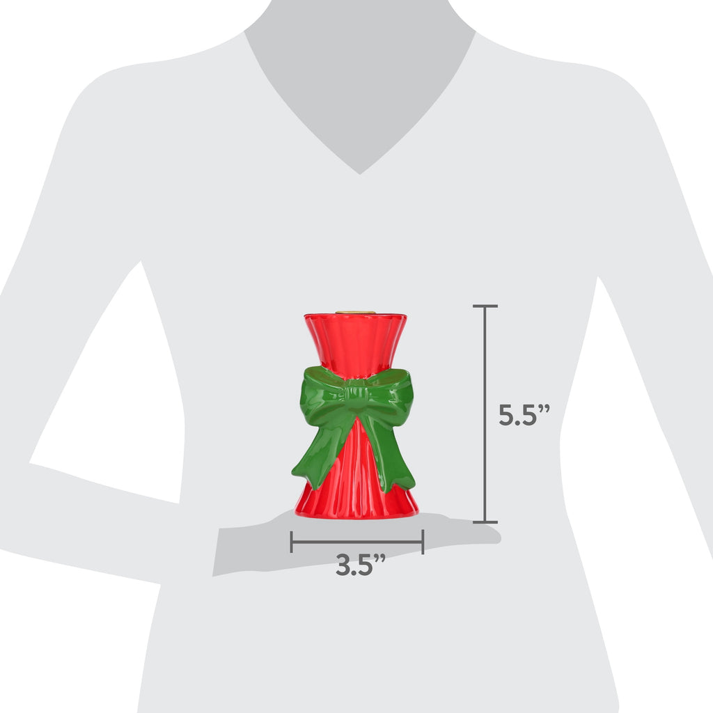 Red and Green Ceramic Christmas Taper Candle Holder, 5.5", by Holiday Time