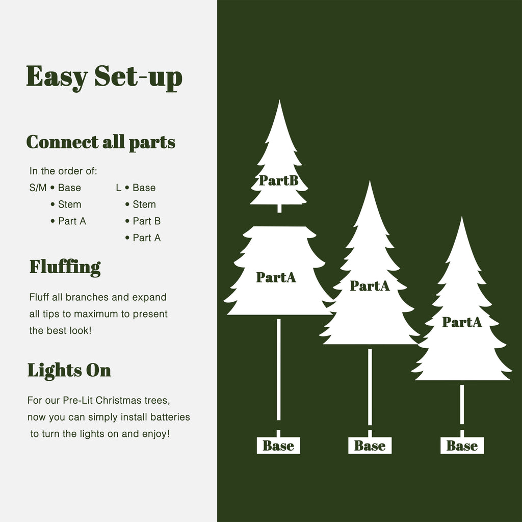 LuxenHome 3-Piece Snow-Flocked Sweeping Branches Artificial Tree Set with Battery Operated Lights