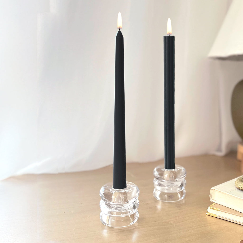 Mainstays Paraffin Wax 10 in Ribbed Taper Candle, Unscented, Red