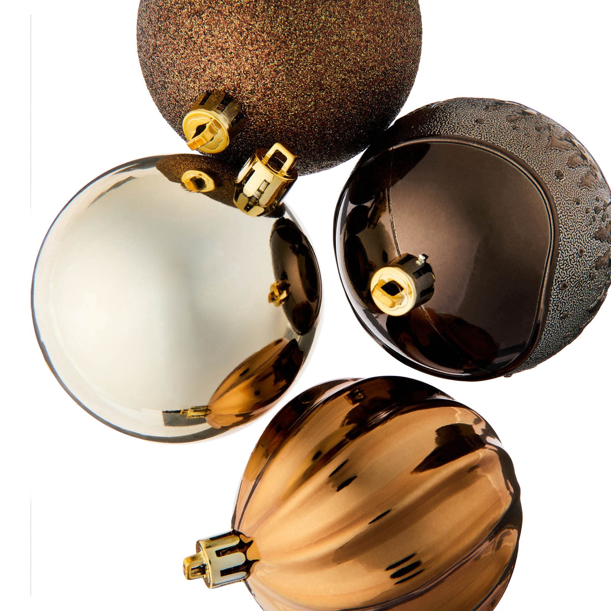 50-Count Brown/Bronze/Champagne Ball Shatterproof Christmas Ornaments, 3", by Holiday Time