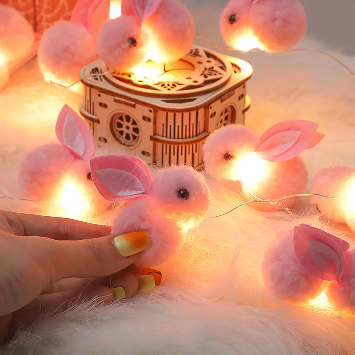 XGFHYJEH Easter Light Bunny String Lights Battery Operated 2M 20LED Fairy String Lights for Easter Decor Indoor Bedroom Patio Spring Theme Party Decor