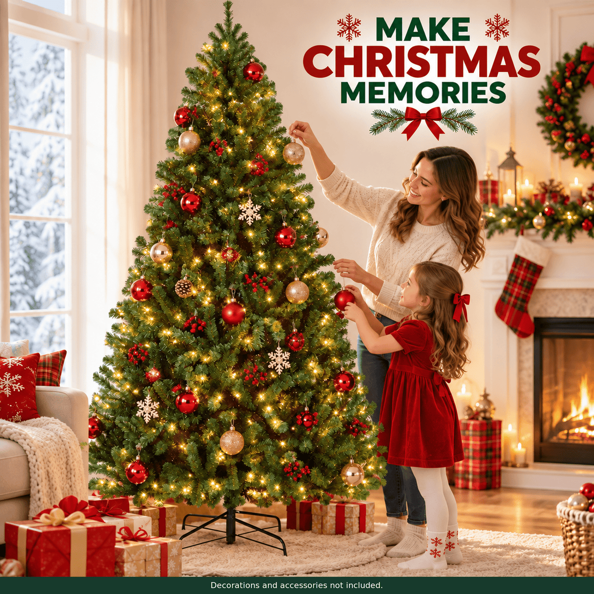 SUGIFT 6ft Premium Pre-Lit Christmas Tree with 250 Warm Lights, Green