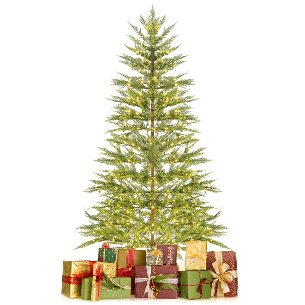 Topcobe 6.5/7.5 Feet Artificial Cypress Christmas Tree Pre-lit Hinged, Christmas Tree for Christmas Decoration-6.5 ft
