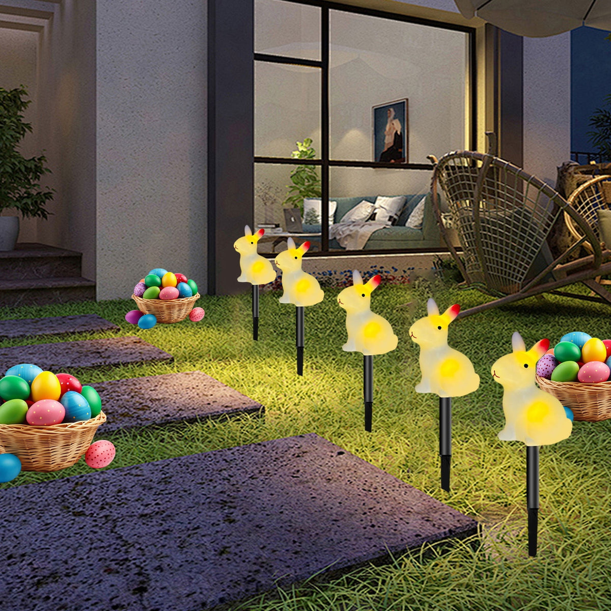 XGFHYJEH Easter Decoration, Solar Easter Lights, Pastel Easter Egg Lights, Easter Decorations Outdoors, Easter Yard Decor, Outdoor Easter Decor