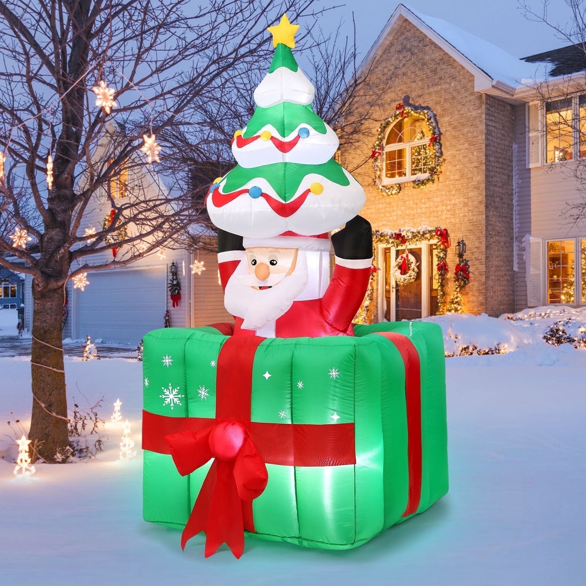 Ayieyill 7FT Inflatables Christmas Outdoor Decoration Cup Gingerbread Man with LED, Outdoor Christmas Decoration