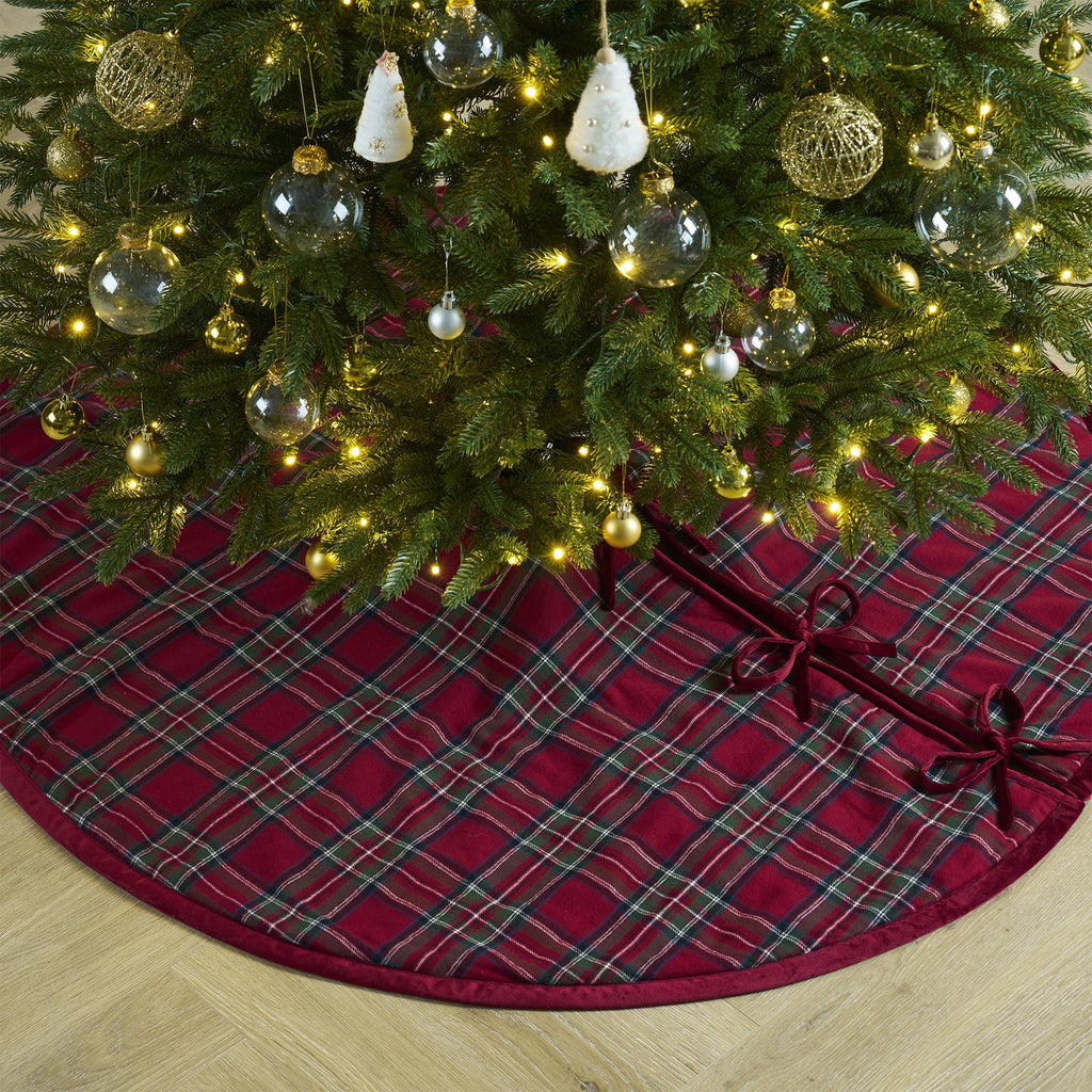 My Texas House Angie Red Plaid Christmas Tree Skirt, 60"