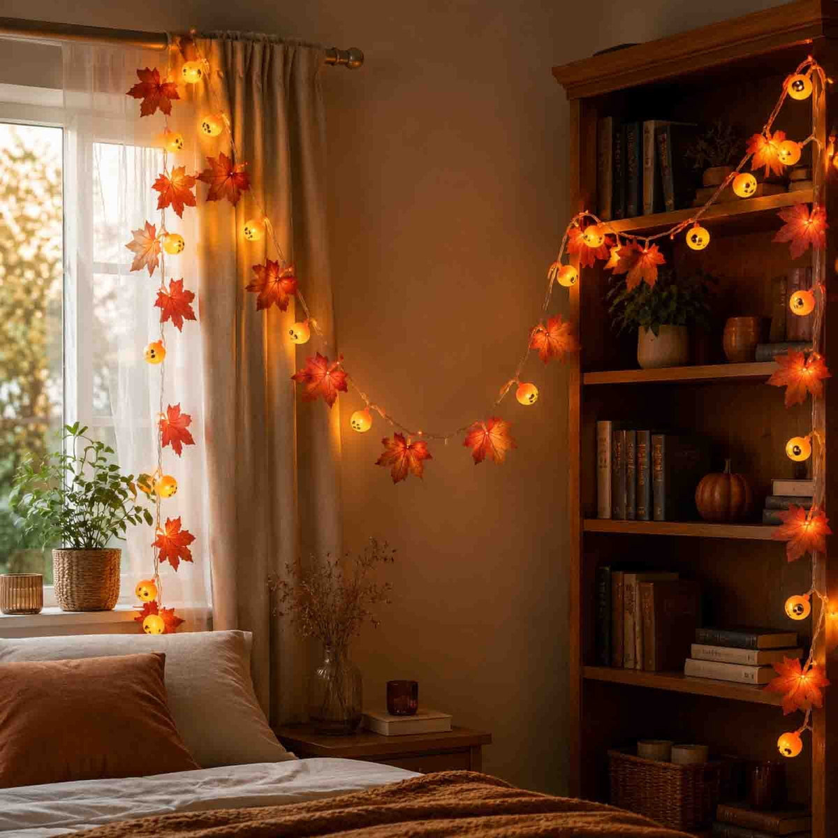 AZXY Halloween String Lights, Ghost Shaped White Halloween Lights, Indoor Outdoor Halloween Decor, Halloween Party Indoor Decor, Battery 5 FT Halloween Decorations, Stair Mantel Patio Halloween Decor