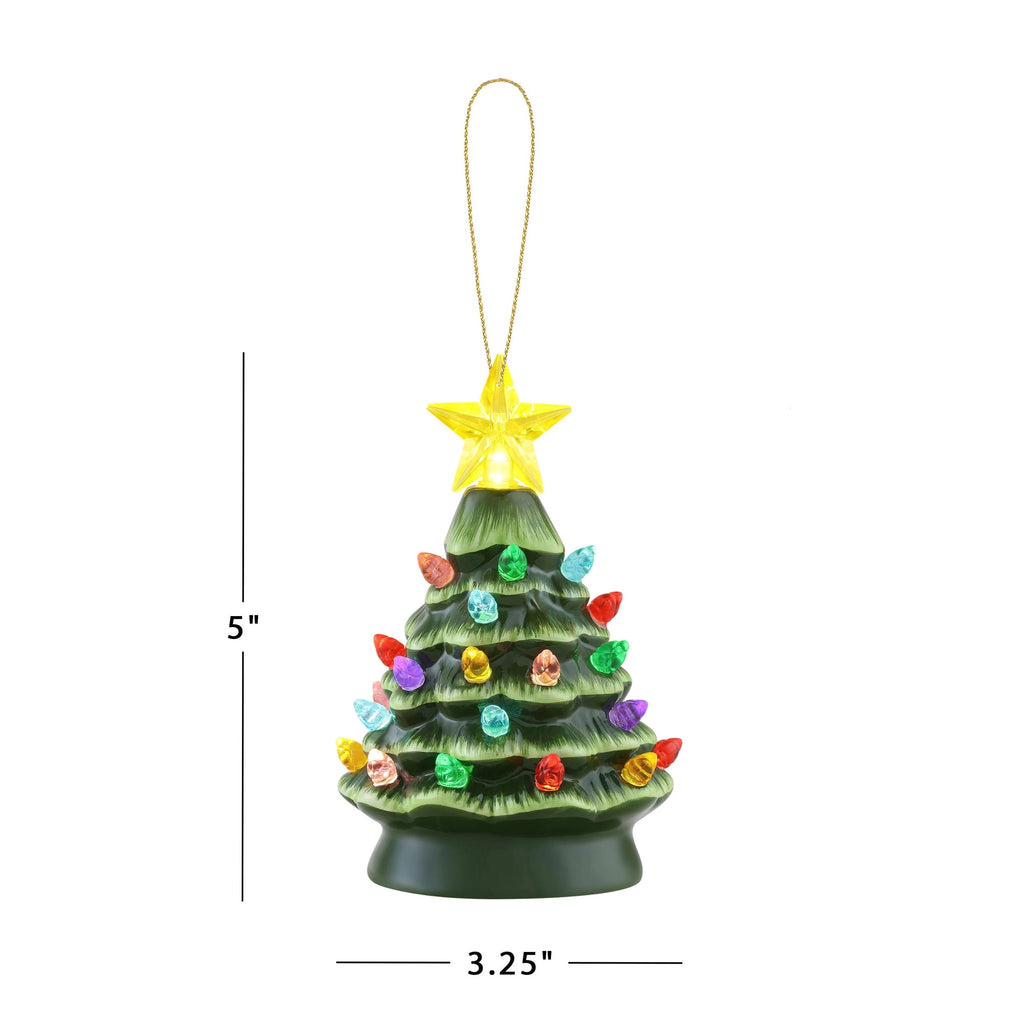 Mr. Christmas Nostalgic Ceramic Tree Ornaments - Green, Set of 3