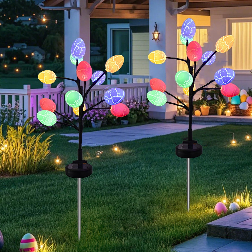 Gqtwoy Outdoor Solar Easter Decoration LED Easter Eggs Street Lights, Waterproof Garden Lights, Solar Powered Pathway Lights, Festive Yard Decor, Multicolor Egg-Shaped Illumination