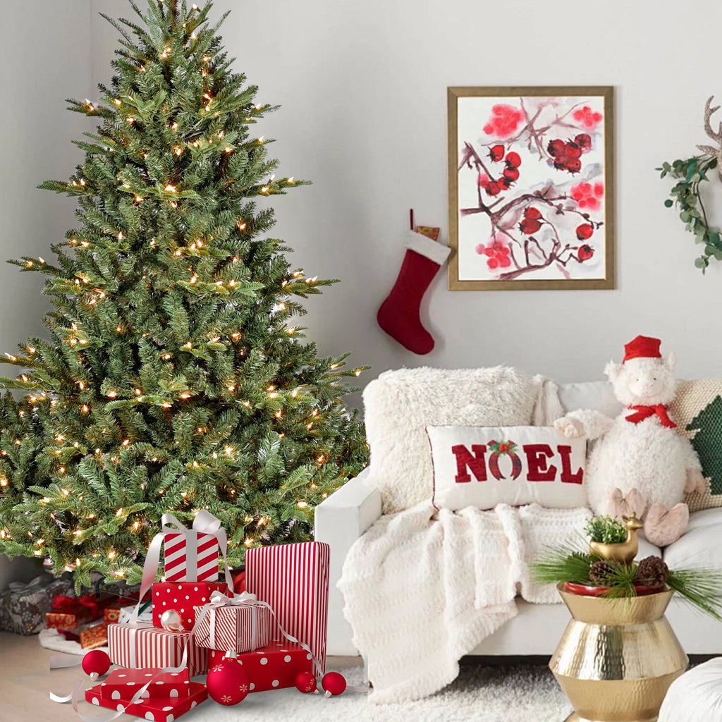 Artificial 4ft Green Christmas Tree with 673 PE/PVC Mixed Branch Tips, 150L warm white led, memory wire+iron wire, Hinged Premium & Foldable Base for Indoor Holiday Decorating