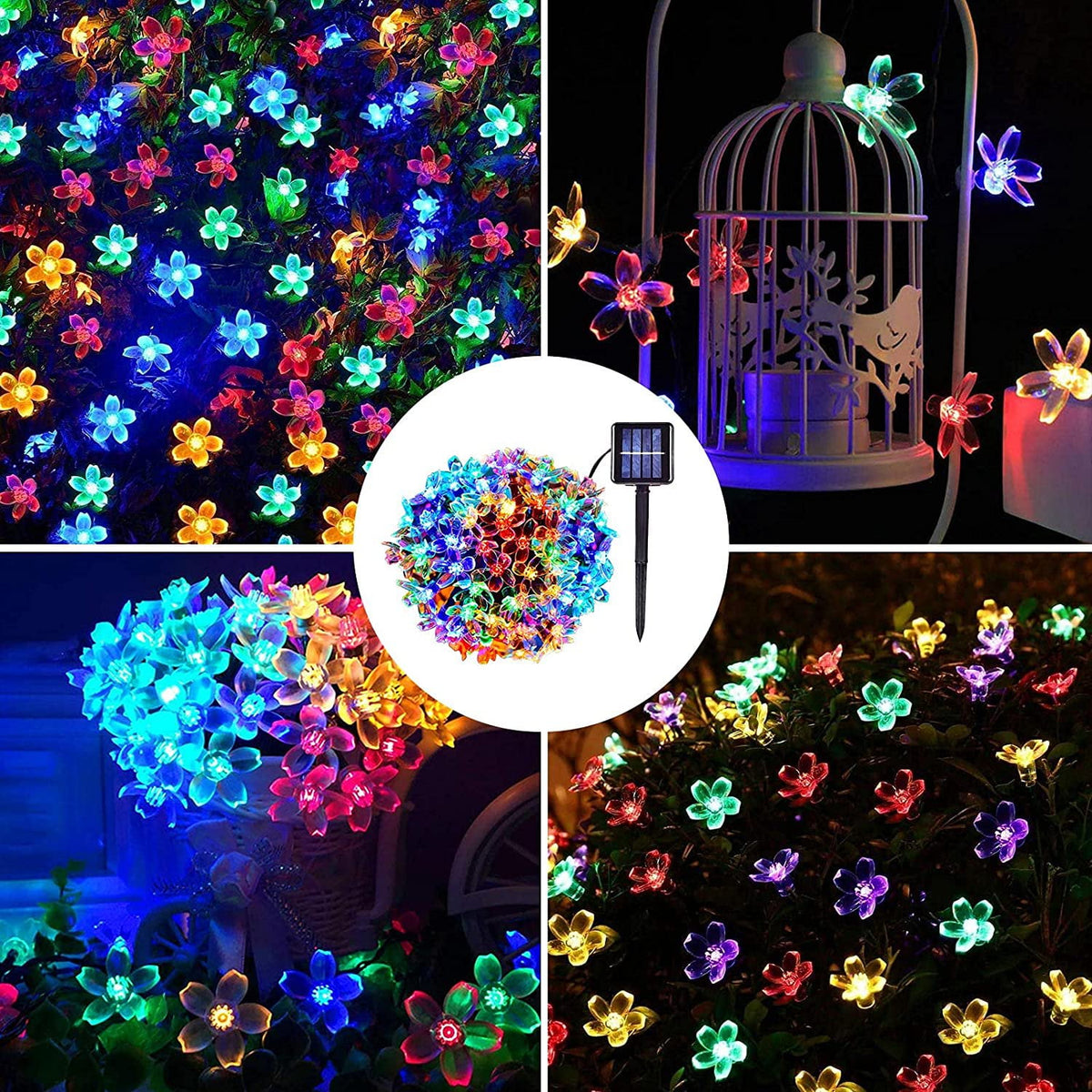 Solar Flower String Lights, Cherry Blossoms Solar Fairy Light,23ft 50 LED Outdoor Waterproof String Lights for Christmas Tree, Home, Garden, Wedding, Patio, Party Decorations(pink)