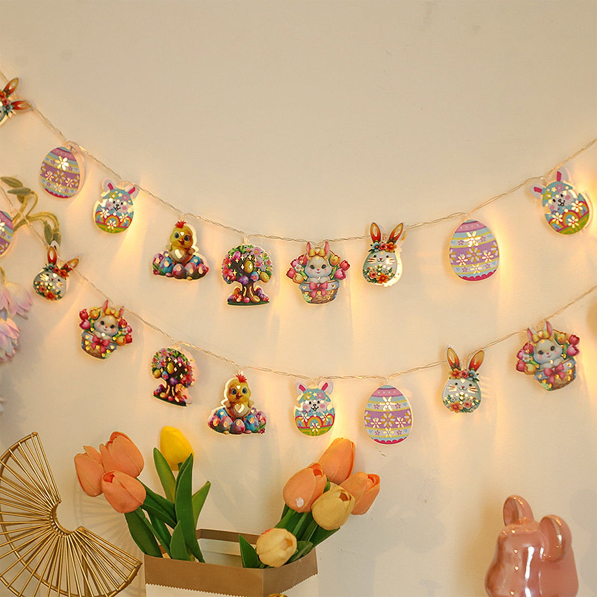 XGFHYJEH Easter Light Egg String Lights Battery Operated 15M 10LED Fairy String Lights for Easter Decor Indoor Bedroom Patio Spring Theme Party Decor