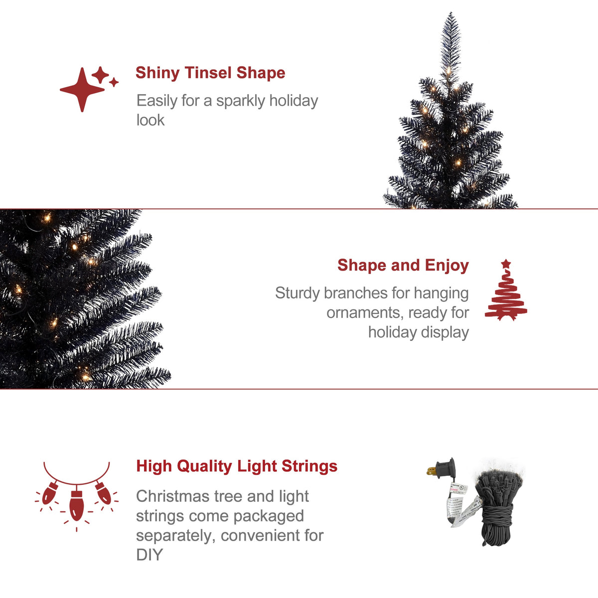 Mayhihi 4FT White Small Christmas Tree with Lights, Artificial Xmas Trees for Home Office