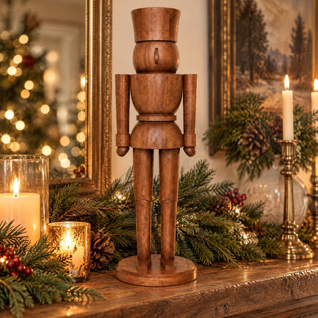 My Texas House Wood Nutcracker Christmas Decoration, Brown, 3'