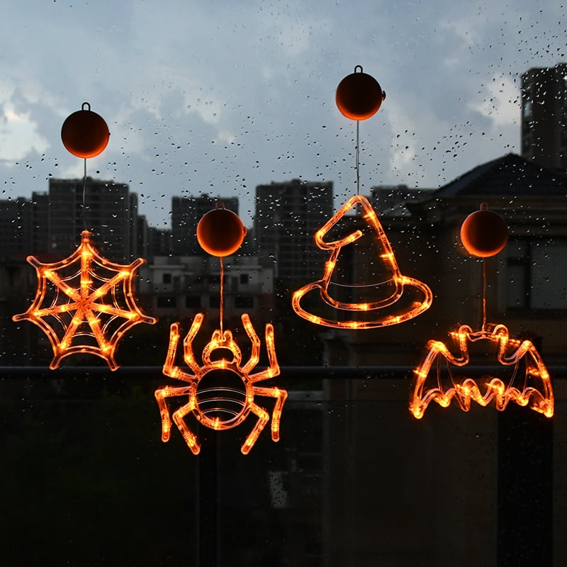 Halloween Window Lights Home Indoor LED Pumpkin Spider Ghost LED Sucker Lamp 2024 Halloween Party Hanging Decoration Kids Favors