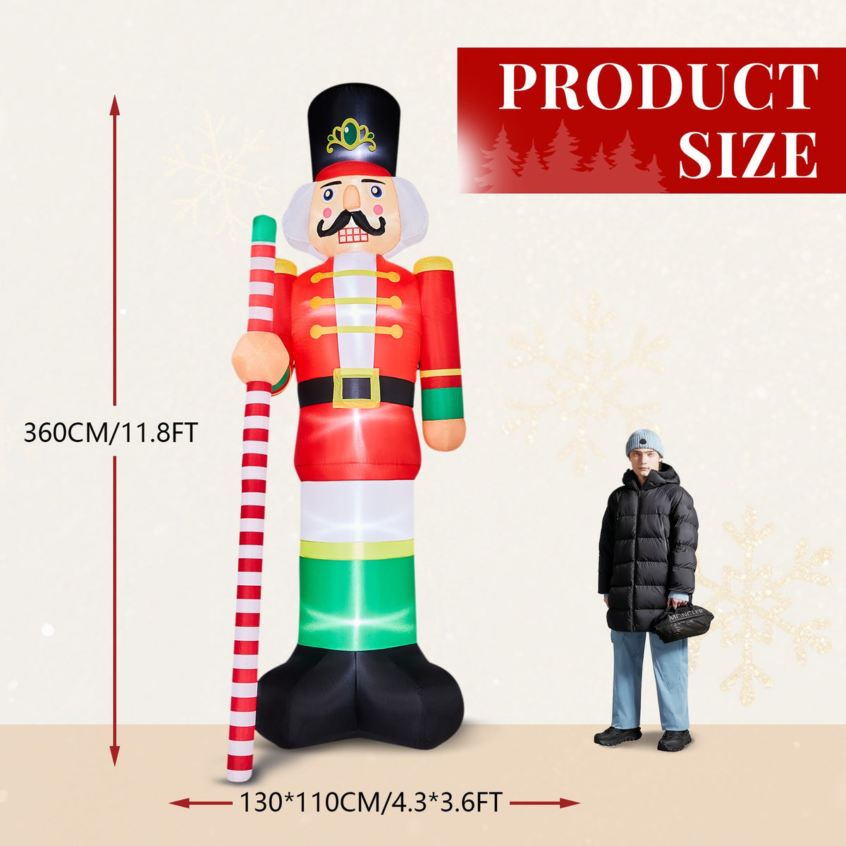 Tcbosik 12 FT Giant Christmas Inflatables Snowman Outdoor Yard Decorations, Blow up Snow Man with Black Hat, Built-in LED Light, Winter Outside Decor for Holiday Party Patio Garden Lawn