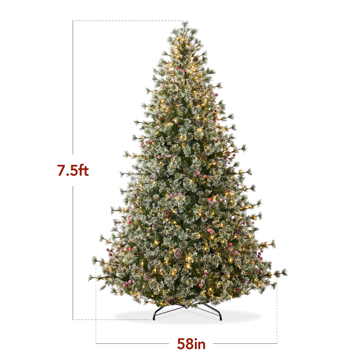 Best Choice Products 6ft Pre-Lit Cashmere Christmas Tree, Premium Semi-Flocked Pre-Decorated Artificial Holiday Decor