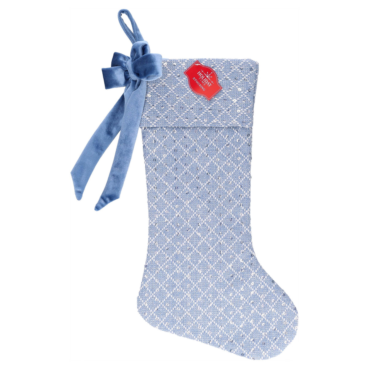Sequin Christmas Stocking, Blue, 18", by Holiday Time