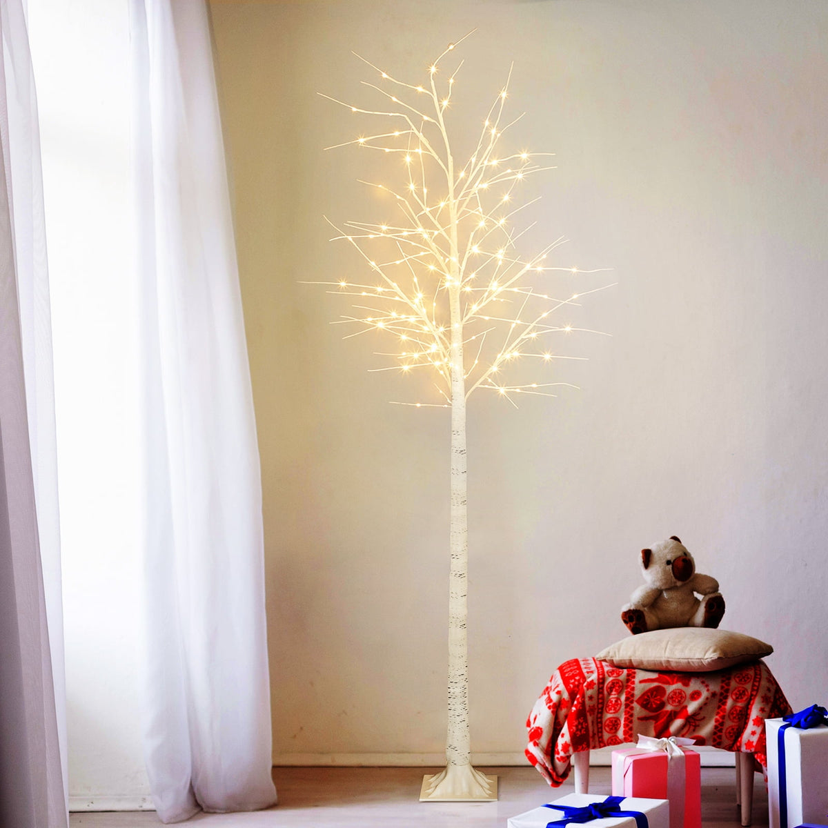 6FT LED Birch Tree Fairy Light Indoor Outdoor Christmas Holiday Decoration