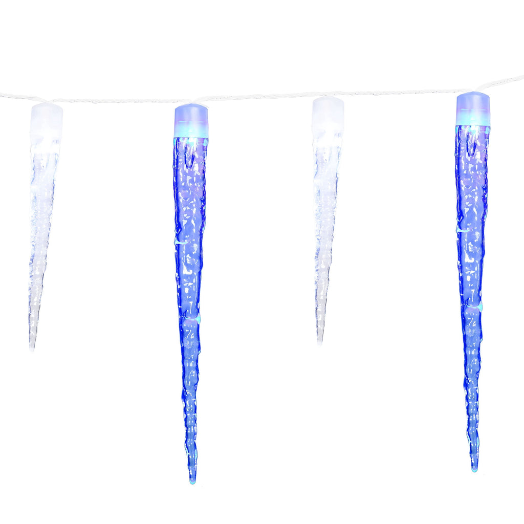 Indoor/Outdoor 8-Count LED 8-Function Crystal Christmas Icicle Lights, Cool White, White Wire, 9', by Holiday Time