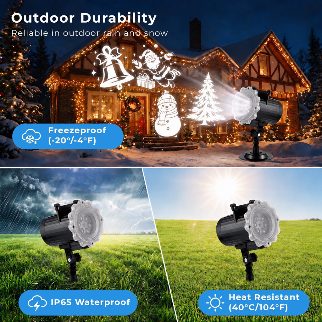 Morfone Christmas Projector Lights Outdoor, 3D Dynamic Waterproof Holiday Projector Lights for Yard Wall Indoor Outdoor Christmas Decorations